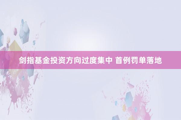剑指基金投资方向过度集中 首例罚单落地