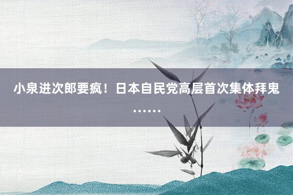 小泉进次郎要疯！日本自民党高层首次集体拜鬼……