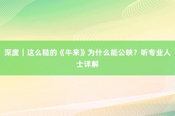 深度｜这么糙的《牛来》为什么能公映？听专业人士详解