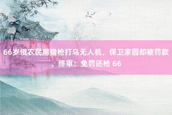 66岁俄农民用猎枪打乌无人机，保卫家园却被罚款，终审：免罚还枪 66