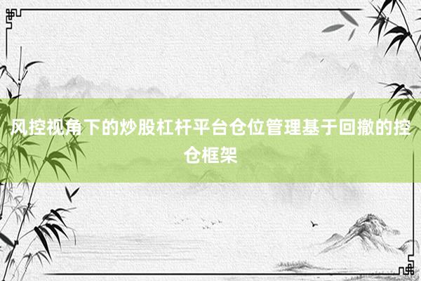 风控视角下的炒股杠杆平台仓位管理基于回撤的控仓框架
