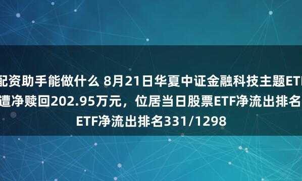 配资助手能做什么 8月21日华夏中证金融科技主题ETF(516100)遭净赎回202.95万元，位居当日股票ETF净流出排名331/1298