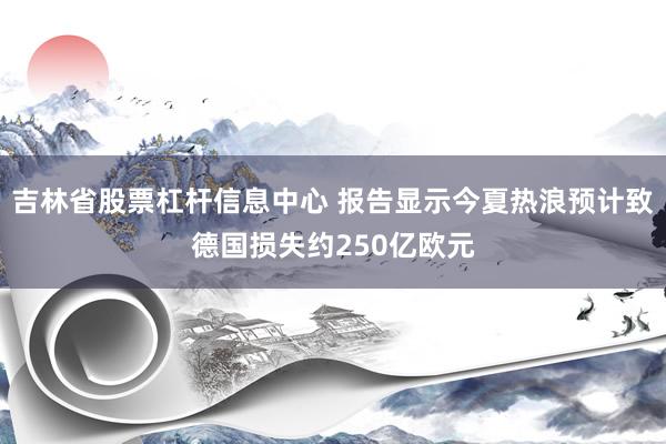 吉林省股票杠杆信息中心 报告显示今夏热浪预计致德国损失约250亿欧元