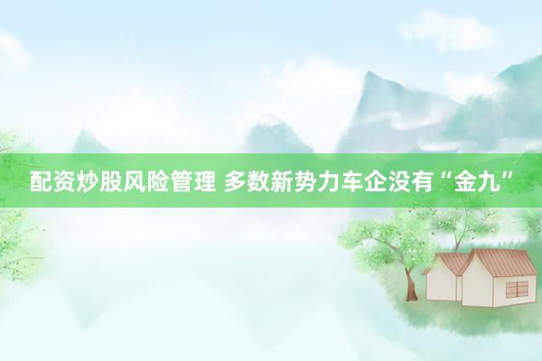 配资炒股风险管理 多数新势力车企没有“金九”